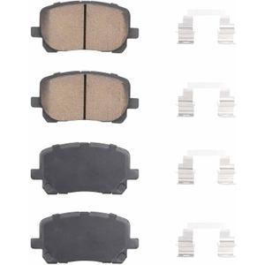 Front Semi-metallic Disc Brake Pads Set for Pontiac Vibe, Toyota Corolla, Toyota Matrix(Exc 2007-2008 XRS Model) 2003 2004 2005 2006 2007 2008, 4PCS(With Hardware)