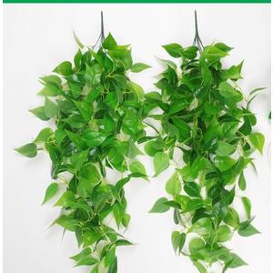 Artificial Plants Artificial Hanging Boston Fern False Ivy Fake Green Fern Plastic Rattan Realistic Appearance No Maintenance Required Indoor/Outdoor Use Durable UV Resistant (2 pcs)