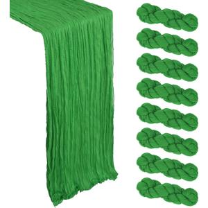 8 Pack Green Cheesecloth Table Runner 10Ft Gauze Cheese Cloth Table Runner 120 Inch Boho Sheer Sheer Rustic Fabric for Christmas Party Decor Baby Shower Wedding Home Holiday Decoration