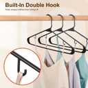 HOUSE DAY Black Plastic Hangers 50 Pack, Plastic Clothes Hangers with Built-in Hooks, Durable and Strong Plastic Coat Hangers for Closet, Space Saving Clothing Hanger for Shirts, Coats, Skirt, Dress