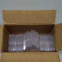 30 Pieces Vertical Badge Holder Heavy Duty Plastic ID Card Holder Transparent Protector Clear Badge Protector Cover Sleeve Protective Cover with Thumb Slot for Credit Card