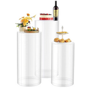 VEVOR Wedding Flower Stand, 3PCS 23.62/29.53/35.43 inch Round Cylinder Plinth, Clear Pedestal Stand with Transparent Acrylic Lid, Cylindrical Pedestal Stands for Wedding, Party, Birthday, Art Decor