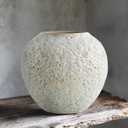 Rustic White Ceramic Vase Farmhouse Round Flower Clay Pottery Large Terracotta Floor Vases for Decorative Centerpiece Vintage Home Decor Aesthetic for Living Room Bedroom Table Entryway, 5.51"L x 5.51"W x 7.28"H