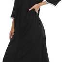 Giova Women's Sleepwear Zipper Long Nightgown Lounge Wear Dress Gown Soft Nightshirt (Black, XXL)