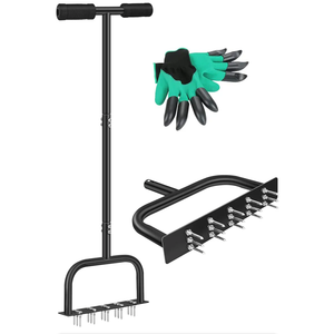 DUCHIFAD Lawn Aerator Spike, Manual Aerator Metal for Compacted Soils and Lawns with Dethatching Rake & 15 Iron Spikes Pre-Assembled Grass Aerator Tools for Yard Lawn Aeration Garden Tool DUCHIFAD Lawn Aerator Spike, Manual Aerator Metal for Compacted Soils and Lawns with Dethatching Rake & 15 Iron Spikes Pre-Assembled Grass Aerator Tools for Yard Lawn Aeration Garden Tool