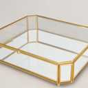 Octagonal Glass Vintage Jewelry Display Box Hexagon Elegant Display Jewelry Organizer Dustproof Gift for Women (A Style A,8.4'*1.2''*6.5''*5.2'')