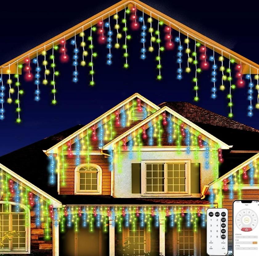 131ft Christmas Lights Outdoor, 1680 LED Waterproof 8 Modes String Light with App and Remote Control for Outside House Roof Decorations Indoor Decor-Multicolor