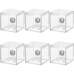 6 Pack Championship Ring Display Case Clear Acrylic Display Case Mini Baseball Softball Ring Holder Single Ring Display Box Stand 1 Slot Ring Hole Storage Box Gift for Sports Fans, 2.16 Inch