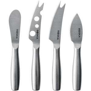 BOSKA Stainless Steel Cheese 4 Knife Set - Mini Copenhagen Knives For All Types of Cheese - Silver Non-Stick - Dishwasher Safe - For Kitchen Cooking