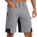 TACVASEN Men's Hiking Cargo Shorts 10" with Zipper Pockets Quick Dry Casual Stretch Golf Work Short Outdoor Summer (Gray) US30