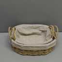 GIB Small Wicker Storage Baskets for Organizing, Decorative Woven Baskets with Handles & Liners, Boho Paper Rope Serving Baskets Trays for Shelves & Gifts, Set of 2 (Beige-Oval)