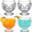 TOPZEA 4 Pack Tiki Glasses, 14 oz Clear Tiki Mug Set Modern Bar Cocktail Glass, Hawaiian Luau Party Mugs Drinkware Beverage Drink Cups for Exotic Cocktail, Mai Tai, Pina Colada, Punch