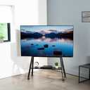 VIVO Rolling Artistic Easel 49 to 75 inch LED LCD Screen Mobile Studio TV Display Stand, Wood Accessory Shelf, Adjustable TV Mount with 4 Legs, Black, STAND-TV75RB