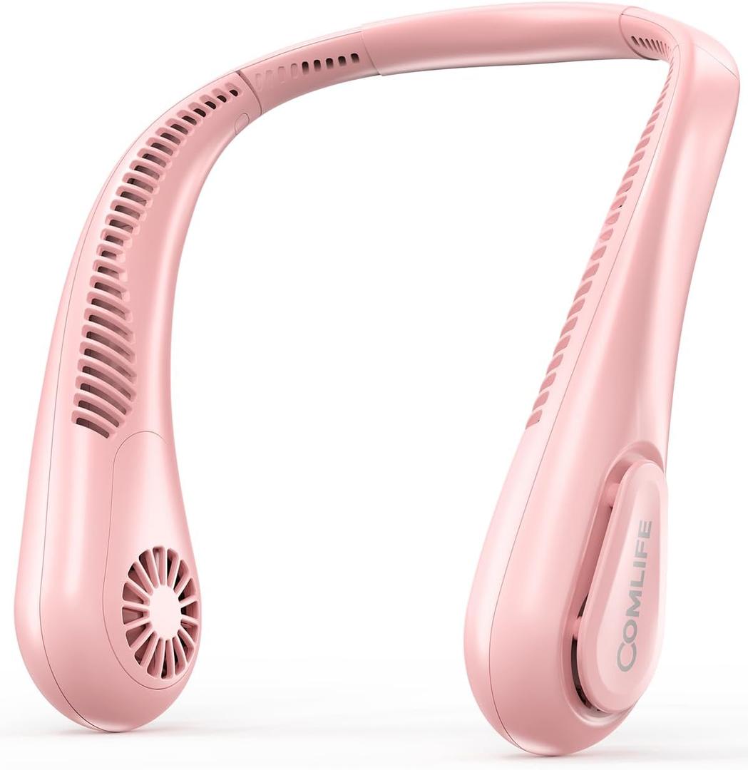 Portable Bladeless Neck Fan, Birthday Gifts for Girl Boy Mom Dad, Fathers & Mothers Day Gifts, Wearable Cooling Fan Rechargeable for Camping Travel Beach Golf Cruise Essentials 2026 New (Pink)