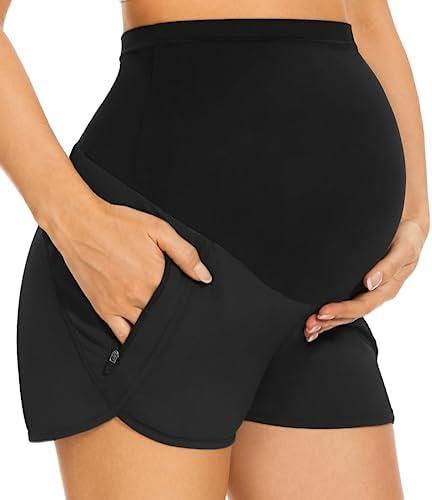 PACBREEZE Women's Maternity Shorts Over Belly Quick Dry Workout Athletic Running Shorts with Zipper Pockets XL PACBREEZE Women's Maternity Shorts Over Belly Quick Dry Workout Athletic Running Shorts with Zipper Pockets XL