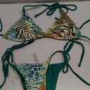 MakeMeChic Women's Polka Dots Triangle Thong Bikini Sets Floral Cute Bathing Suit Swimsuits, XXS