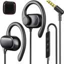 Open Ear Headphones Wired 3.5mm Earphones for Chormebook Laptop PC,Over Earbuds Wired with Ear Hook& Microphone 3.5mm Plug Ear Buds for Samsung A25 A15 A14/Kindle Fire Zoom Office Running Sports Kids