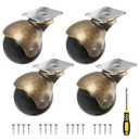 2 in Ball Caster Wheels - Heavy Duty 1200LBS,360 Swivel,Top Plate Casters Set of 4,Low Noise,Non Marking,Brass Antique Castor Wheels for Furniture,Chairs, Cabinets,Carts