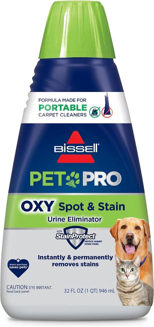 Bissell PET PRO OXY Spot & Stain Formula for Portable Carpet Cleaners, 32 oz., 2034