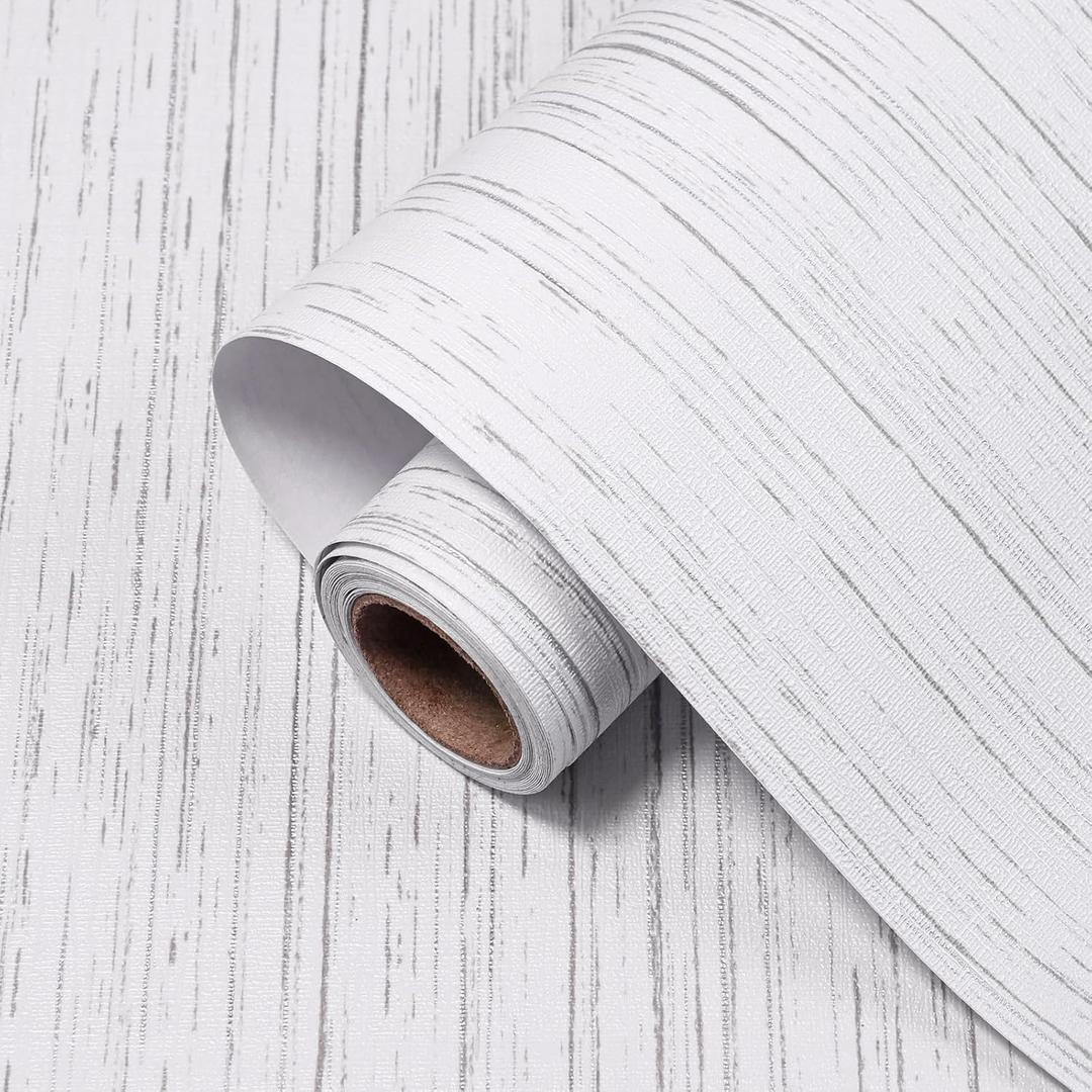 White Grasscloth Peel and Stick Wallpaper 15.7" X 120" Self-Adhesive Texture Contact Paper Faux Grasscloth Removable Wallpaper Cabinets Counter Top Liners