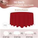 8 Pack Red Round Tablecloth 90 Inch Round Table Cloth, Wrinkle Resistant and Washable Tablecloth Polyester Fabric Table Cloth Round Cover for Dining Wedding Banquet Party