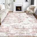 Area Rugs for Living Room: 9x12 Abstract Washable Rug Modern Neutral Large Soft Stain Resistant Non-Slip Backing Machine Table for Bedroom Dining Room Indoor Home Office Carpet - Pink