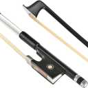 LIEKE Carbon Fiber Violin Bow 1/2 Size Lightweight Fiddle Bow (1/2 size, Black)