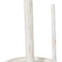 Mud Pie Farmhouse White-Washed Beaded Wood Pedestal Paper Towel Holder, Grey