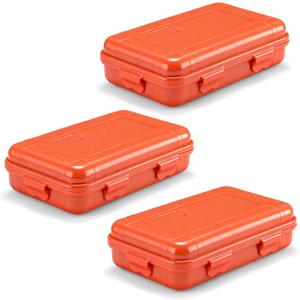 Geelin 3 Pack Waterproof Dry Box Small Storage Water Resistant Containers Dry Box Protective Case for Kayaking, Boating, Drifting(Orange)