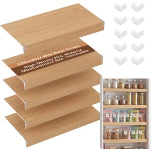 5 Pack Wire Rack Covers for Shelves, 24"x16" PVC Wire Shelf Covers for Wire Shelving, Easy-to-Cut and Moisture-Proof Durable Shelf Liner for Kitchen, Pantry, Closet, Bathroom and Office, Wood Color, 16"D x 24"W x 2.36"H