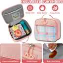 Girls Backpack with Lunch Box, Cute School Backpack for Kids Teen Elementary, Large Capacity Kids Bookbag 3 Pcs Set (Pink Grid)