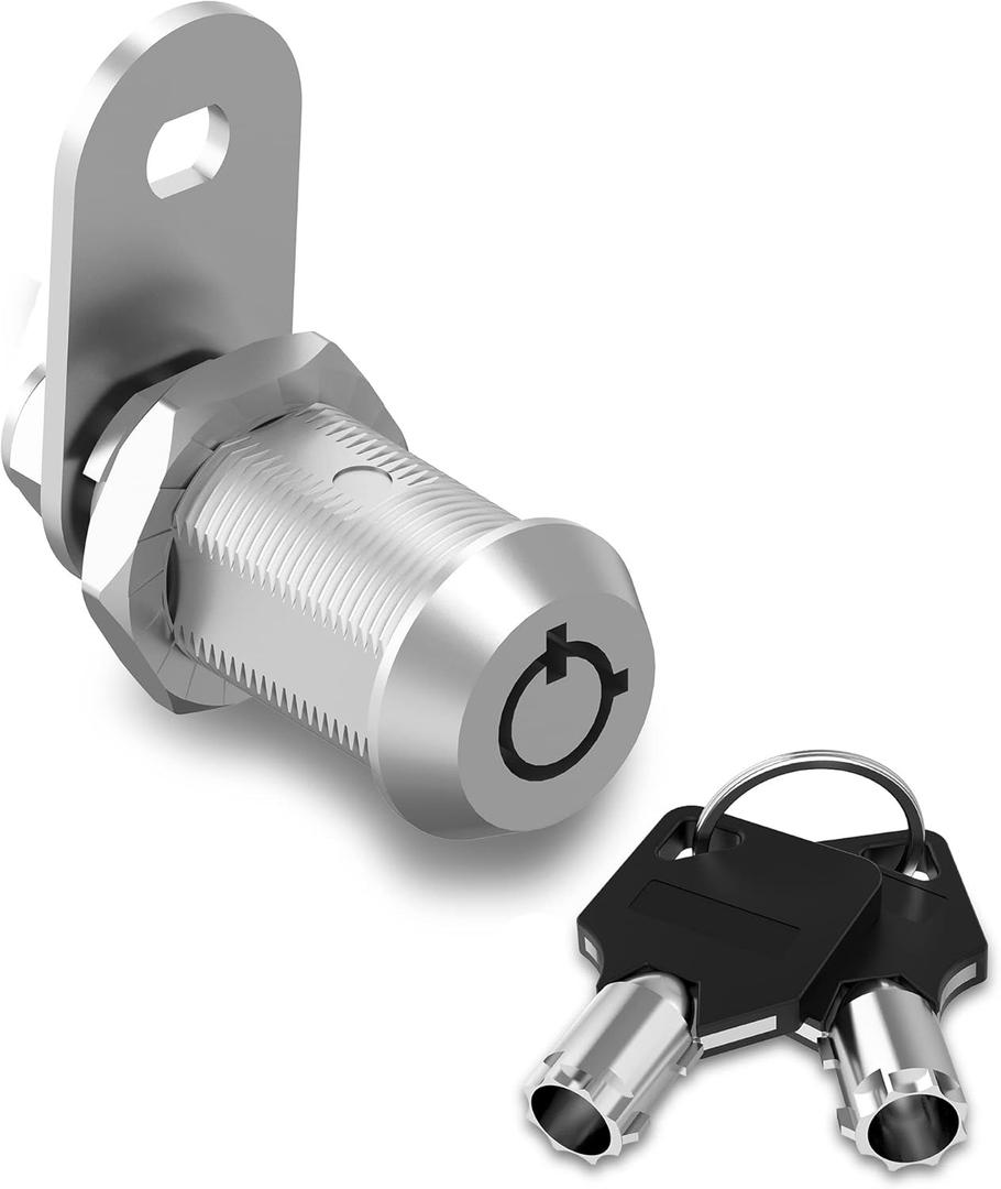 3 x Cabinet Locks with Keys,1-1/8inch Cabinet Cam Lock Keyed Alike,Secure Drawer File Cabinet Mailbox Lock RV Storage Locks Replacement Set, Zinc Alloy (Silvery,1 Pack)