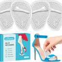 ZUCNANA Ball of Foot Cushions (2 Pairs Gel Shoe Inserts), Heel Inserts for Women, Non Slip Heel Pads, Heel Cushions for Women Foot Pain Relief and Comfort, One Size Fits Any (Clear)