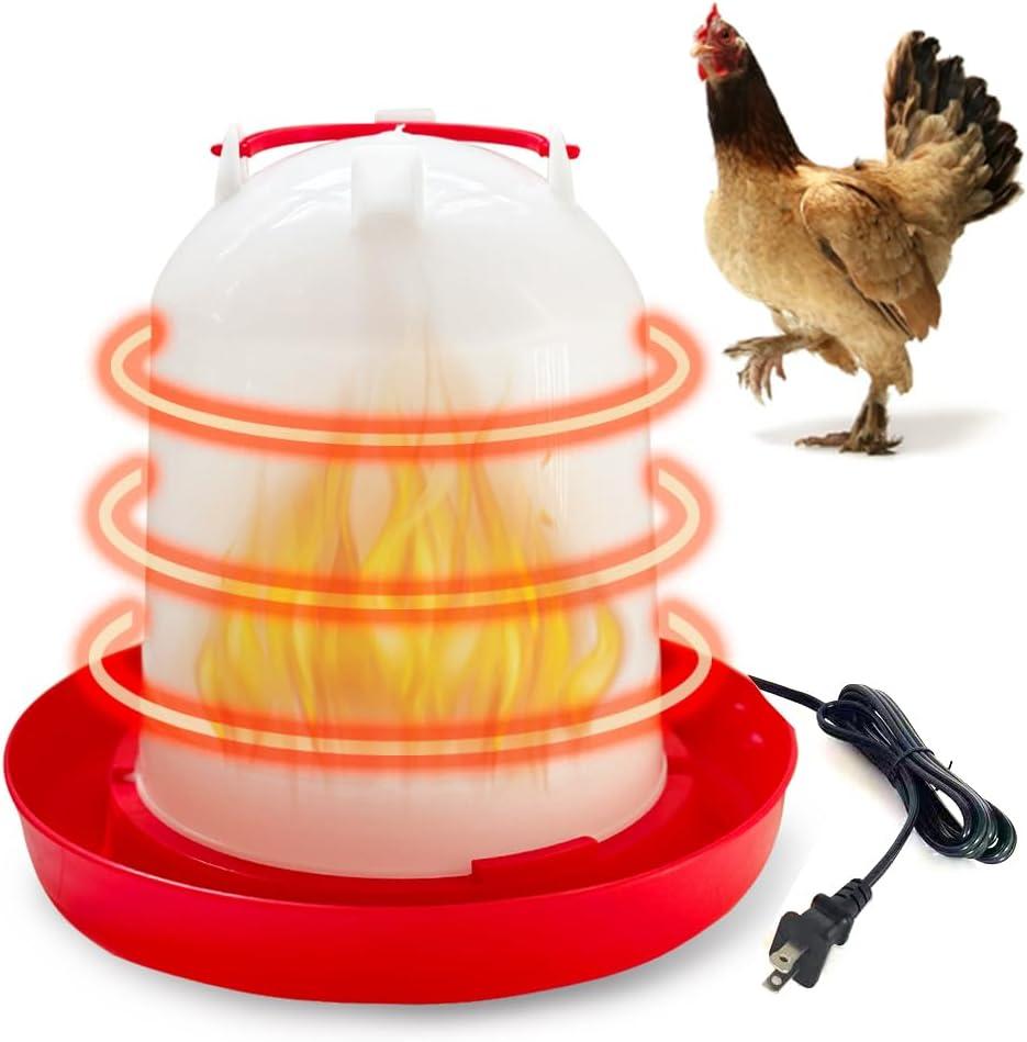 Heated Chicken Waterer-Removable Chicken Coop Accessories for Chicken Watere On Winter (1.1Gallon)