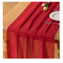 Socomi Red Chiffon Table Runner Valentine's Day Boho Rustic 10ft 29x120 in Wedding Runner Sheer Birthday Party Bridal Shower Decoration