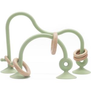 Montessori Toys for Babies 0-6 Months, High Chair Toys with Suction Cups for Babies, Suction Cup Toys for Toddlers 1-3, Kids Baby Sensory Toys, Silicone Baby Teething Toys for 6-12 Months (Olive)