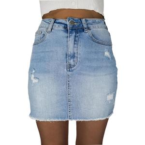 Denim Skirt Women Trendy High Waisted Summer Jean Skirts (X-Large, Mini-lightblue)