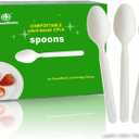 GreenWorks 200 Count Heavy-duty Compostable spoons, BPI Certified Large Disposable Flatware Utensils Spoon (7 IN)