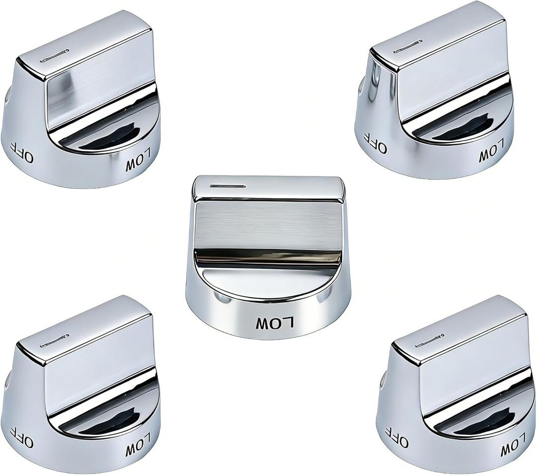 W11122880 Stove Knobs Replacement for Whirlpool Stove Knobs W10862482 Gas Range Knob WFG520S0FS0 WFG745H0FS1 WFG770H0FZ0 WFG520S0FS1 Whirlpool Gas Stove Oven Parts Burner Control Knobs 5Pcs Silver
