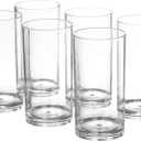 AOYITE 20-ounce Plastic Tumblers Dishwasher-Safe Premium Quality Juice Water Glasses BPA-free Clear Set of 6 Drinking Cups