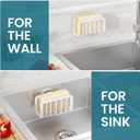 TAILI Sponge Holder for Kitchen Sink with Strong Suction Cup, Rustproof Aluminum Sink Caddy for Sponges, Removable Sponge Holder, Dish Brush for Scraper - White, 5.1" x 2.3"