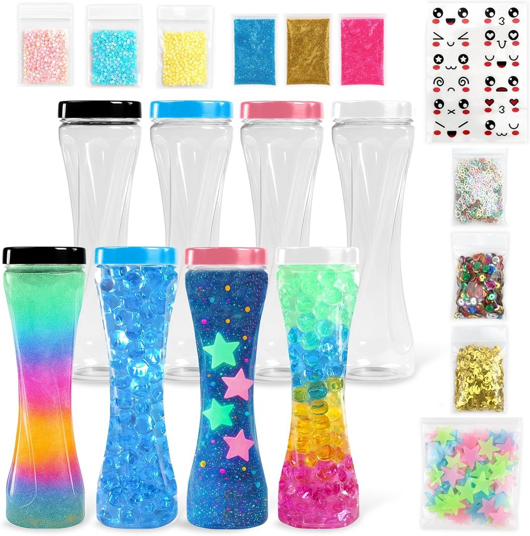 Sensory Bottle Kit  8 Leakproof 10 oz Plastic Bottles with Caps  Calm Down Bottle DIY Sensory Bottles Fillers  Multisensory Tools for Mindfulness Focus & Creative Sensory Kit