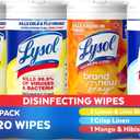 LYSOL Disinfecting Wipes, All Purpose Cleaner, Multi-Surface Antibacterial Cleaning Wipes, Household Cleaning Supplies, Dorm Essentials, Lemon + Mango & Hibiscus + Crisp Linen Scent, 80 ct. (4 Pack)