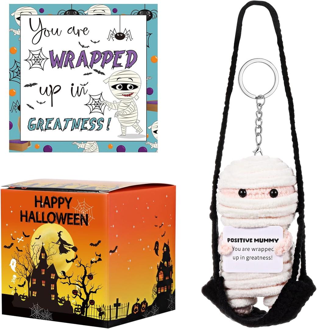 Christmas Stocking Stuffers Adopt Crochet Mummy Knitting Doll Gift with Gift Box Positive Card for Women