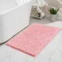 Pink Bathroom rug 24" x 16", Bath mats for bathroom Non Slip, Ultra Soft Bath Rugs for Bathroom Washable, Plush Microfiber Area Rugs for Bedroom
