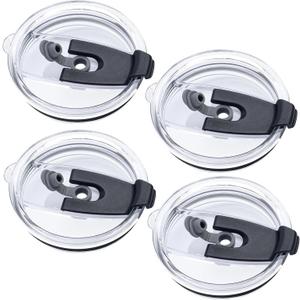 4 Pack Replacement Lids for 20 oz Tumbler, Spill Proof Splash Resistant Silicone Flip Covers Fit Inner Diameter 3.25 Inch Tumbler Cup, BPA-free & Straw Friendly (Flip Lid, 20 Ounce) (Clear)