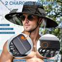 Solar Fan Hat, Wide Brim Sun Hat with 2 Solar Fans for Men Women Outdoor