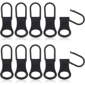 Detachable Replacement Zipper Pull Tab, 10 PCS Metal Zipper Pull Replacement Zippers Repair Kit Zippers Clips for Jackets, Jeans, Backpacks, Boots, Purses, Coat, Pants, Suitcase, Purses, Small Holes