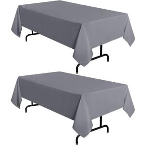 sancua 2 Pack Light Grey Tablecloth 60 x 102 Inch, Rectangle 6 Feet Table Cloth - Stain and Wrinkle Resistant Washable Polyester Table Cover for Dining Tables, Buffet Parties and Camping
