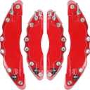 4pcs Brake Caliper Covers for Cars, Aluminum Red Universal Disc Brake Calipers Cover Protector for 14"-17" Wheel Hub, 3D Custom Style Modification Refit Accessories Pair for Front Rear Medium System